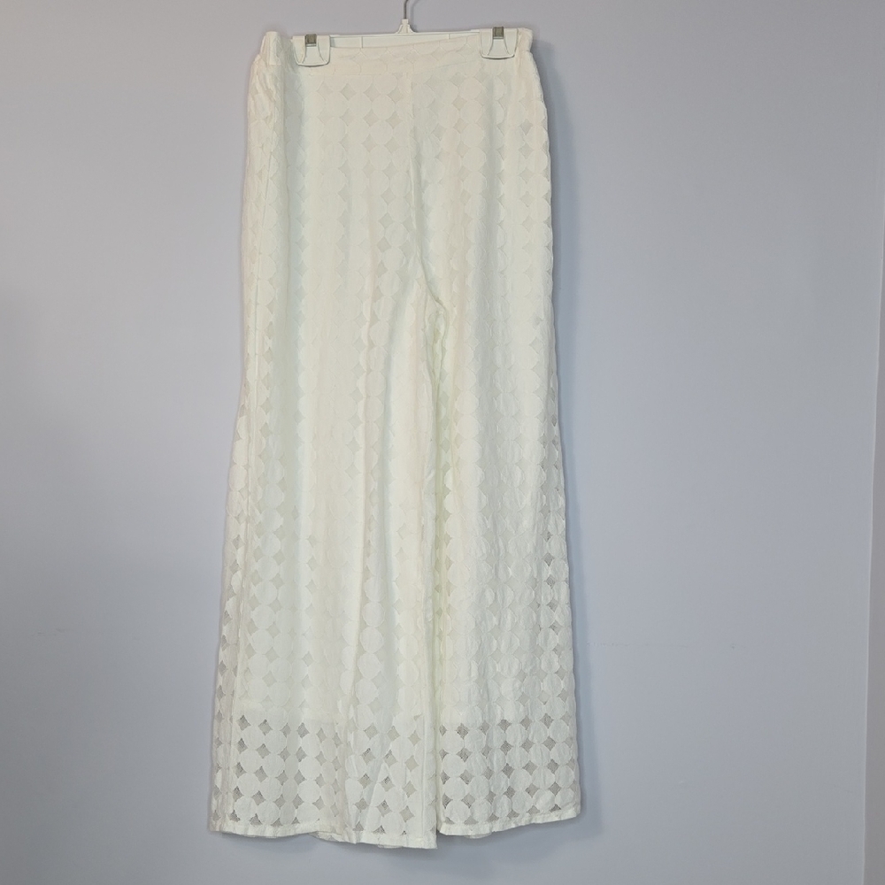 SHEIN White Lace Wide Leg Pants
